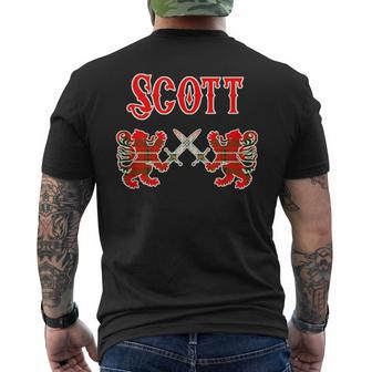 Scott Family Scottish Clan Kilt Lion Name Tartan Scott Funny Gifts Mens Back Print T-shirt | Mazezy