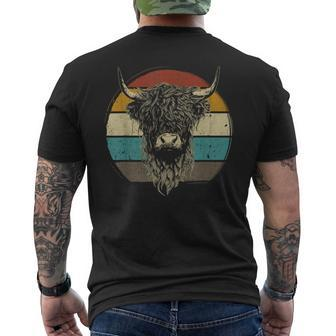 Scottish Highland Cow Cattle Hairy Cow Retro For Cow Lovers Mens Back Print T-shirt - Seseable