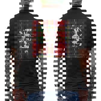 Scottish Tartan Red Plaid Lion Royal Stewart Clan Men's T-shirt Back Print | Mazezy