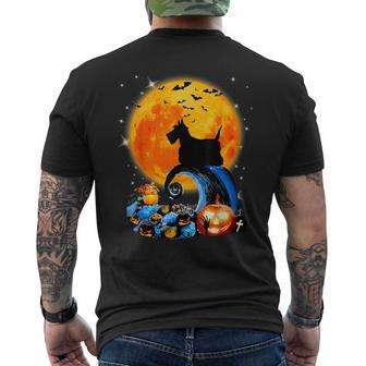 Scottish Terrier And Yellow Moon Halloween Dog Lover Men's T-shirt Back Print - Monsterry