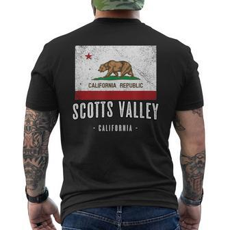 Scotts Valley California Cali City Souvenir Ca Flag Men's T-shirt Back Print | Mazezy