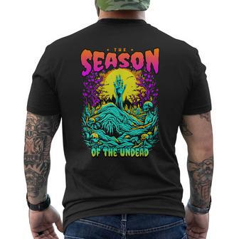The Season Of The Undead Retro Horror Halloween Zombie Men's T-shirt Back Print | Mazezy