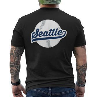 Seattle Baseball Vintage Pride Love City Mens Back Print T-shirt | Mazezy
