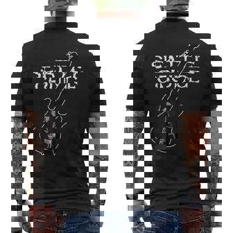 Seattle Grunge Retro Rock Guitar Space Needle Men's T-shirt Back Print | Mazezy