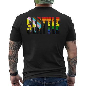 Seattle Lgbtqi Pride Support City Mens Back Print T-shirt | Mazezy