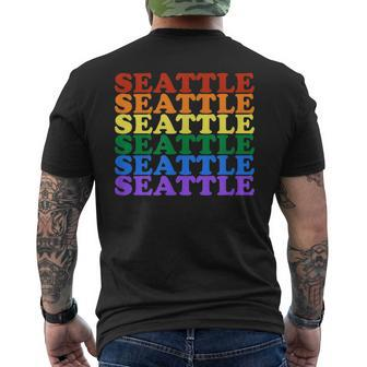 Seattle Pride Lgbt Parade Washington Wa Flag Lgbtq Mens Back Print T-shirt | Mazezy