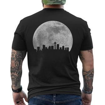 Seattle Washington Skyline Moon Pride Vintage Seattle Mens Back Print T-shirt | Mazezy