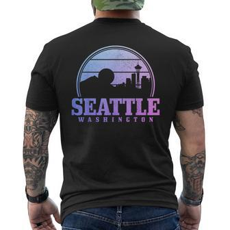 Seattle Washington Skyline Pride Vintage Emerald Mens Back Print T-shirt | Mazezy