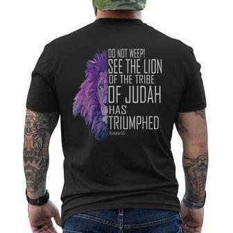 See The Lion Of The Tribe Of Judah Has Triumphed Mens Back Print T-shirt | Mazezy
