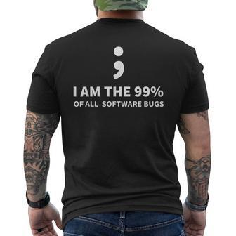 Semicolon Joke Programming Coding Debugging Coder Men's T-shirt Back Print | Mazezy