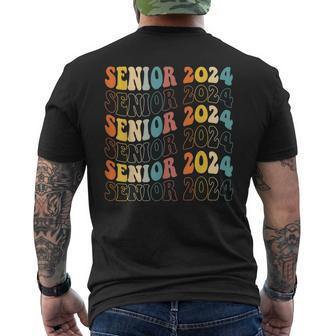 Senior 2024 Groovy Retro Class Of 2024 Graduation Mens Back Print T-shirt - Seseable