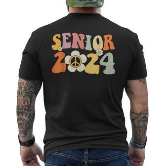 Senior 2024 Hippie Peace Love Seniors Back To School Mens Back Print T-shirt | Mazezy