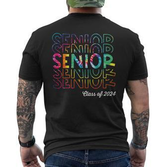 Senior 2024 Retro Tye Dye 2024 High School Graduate Class Men's Back Print T-shirt | Mazezy