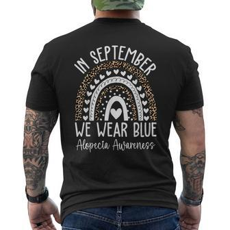 In September We Wear Blue Alopecia Areata Awareness Month Men's T-shirt Back Print - Seseable