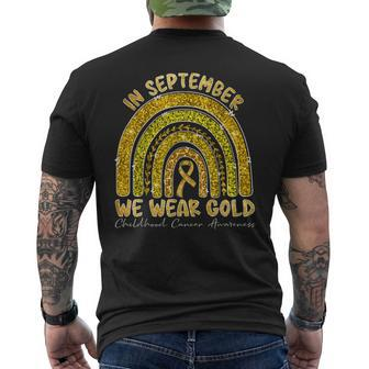 In September We Wear Gold Childhood Cancer Awareness Men's T-shirt Back Print | Mazezy