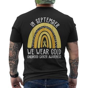 In September We Wear Gold Cool Childhood Cancer Awareness Men's T-shirt Back Print | Mazezy