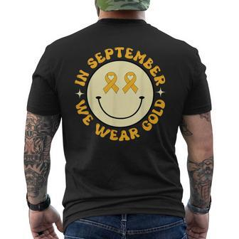 In September Wear Gold Smile Face Childhood Cancer Awareness Men's T-shirt Back Print