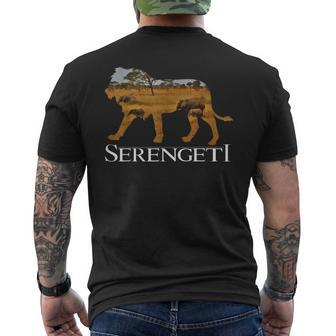 Serengeti African Lion Elephants In Africa Cool Tourist Men's T-shirt Back Print | Mazezy