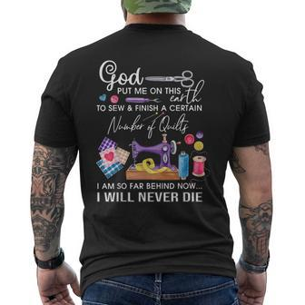 Sewing Funny Quilting Quotes Sewing Lover Mens Back Print T-shirt | Mazezy