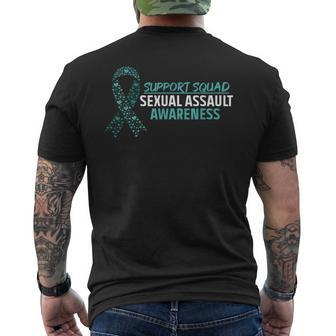 Sexual Awareness Assault Ribbon Support Teal April Men's Back Print T-shirt | Mazezy