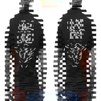 Shaka Skeleton Hang Loose Vintage Halloween Surfer Halloween Funny Gifts Mens Back Print T-shirt | Mazezy
