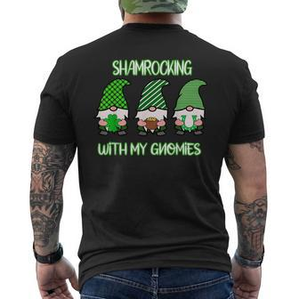 Shamrocking With My Gnomies Funny St Patricks Day Mens Back Print T-shirt | Mazezy CA