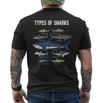 Shark Lover Types Of Sharks Kinds Of Sharks Shark Mens Back Print T-shirt - Monsterry AU