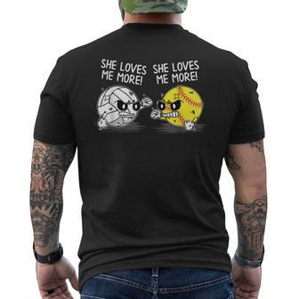 She Loves Me More - Volleyball Softball - Sports Lover Gifts Mens Back Print T-shirt - Thegiftio UK