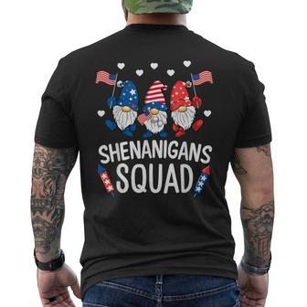 Shenanigans Squad Happy 4Th Of July Funny Gnome Patriotic Mens Back Print T-shirt - Thegiftio UK