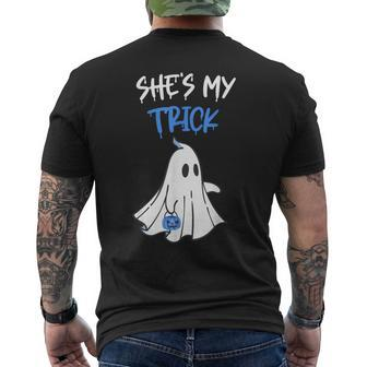She's My Trick Halloween Costume Adult Matching Couple Lover Men's T-shirt Back Print - Monsterry UK