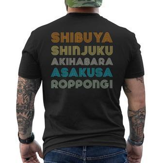 Shibuya Shinjuku Akihabara Asakusa Roppongi Tokyo Japan Men's T-shirt Back Print | Mazezy