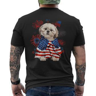 Shih Tzu Dog American Usa Flag 4Th Of July Dog Lover Owner  Mens Back Print T-shirt
