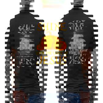 Shine With The Light Of Jesus Christian Halloween Pumpkin Men's T-shirt Back Print | Mazezy