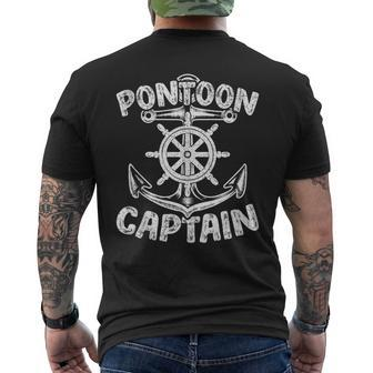 Ship Sring Wheel Anchor Pontoon Boat Pontoon Captain Mens Back Print T-shirt | Mazezy