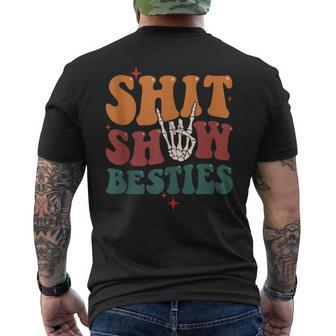 Shit Show Bestie Hand Retro Skeleton Adult Humor Mens Back Print T-shirt | Mazezy