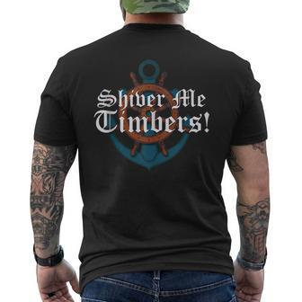 Shiver Me Timbers Pirate Maritime Anchor Wheel Mens Back Print T-shirt | Mazezy