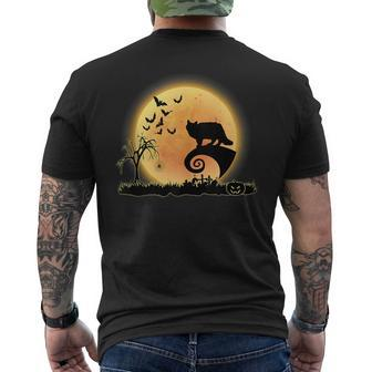 Siberian Cat Scary And Moon Funny Kitty Halloween Costume Mens Back Print T-shirt | Mazezy