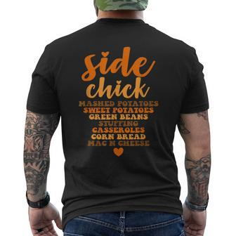 Side Chick Thanksgiving Retro Food Dishes Mac Cheese Men's T-shirt Back Print - Seseable