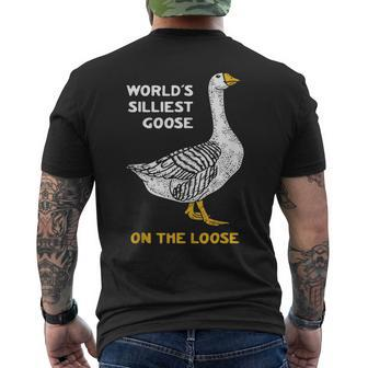 Silliest Goose On The Loose - Goose Lover Mens Back Print T-shirt | Mazezy