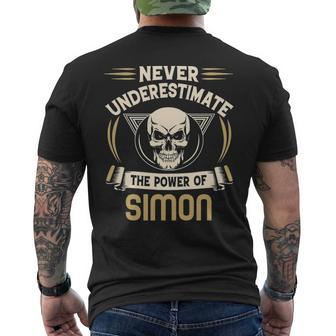 Simon Name Gift Never Underestimate The Power Of Simon Mens Back Print T-shirt - Seseable