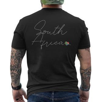 Simple Love South African Flag Heart On South Africa Men's T-shirt Back Print | Mazezy DE