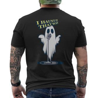 Singing Ghost Singer And Halloween Fan Mens Back Print T-shirt | Mazezy