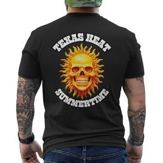 Sizzle And Grins The Scorching Texas Heat Meme Texas Funny Designs Gifts And Merchandise Funny Gifts Mens Back Print T-shirt | Mazezy