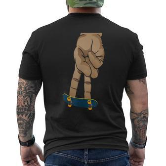 Skateboard Fingerboard Cartoon Finger Skate Men's T-shirt Back Print | Mazezy