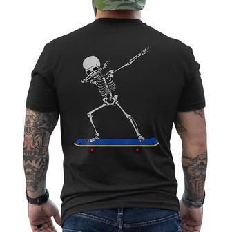 Skeleton Dab On Skateboard Gift Idea For Skater & Sporty Mens Back Print T-shirt | Mazezy