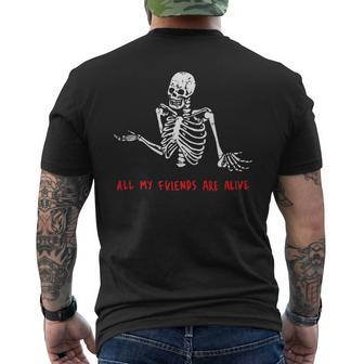 Skeleton Halloween Costume Funny Spooky Friend Squad Mens Back Print T-shirt | Mazezy