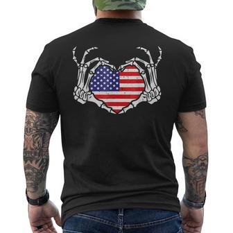 Skeleton Hand Heart 4Th Of July Love American Flag Patriotic Patriotic Funny Gifts Mens Back Print T-shirt | Mazezy