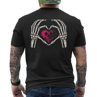Skeleton Hand Heart Halloween Bones Love Men's T-shirt Back Print - Seseable