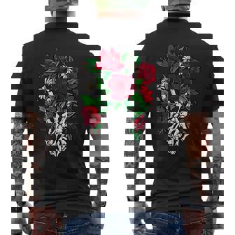 Skeleton Hands Clasped Holding Hands Sign Bones Mens Back Print T-shirt | Mazezy