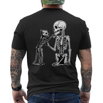Skeleton Holding A Cat Lazy Halloween Costume Skull Lover Men's T-shirt Back Print - Thegiftio UK